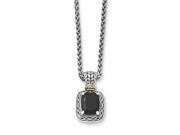 Sterling Silver w 14k Antiqued Onyx Necklace