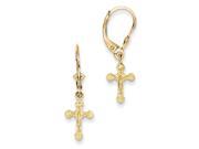 14k Yellow Gold Crucifix with Fancy Tip Leverback Earrings