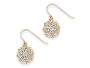 14K Yellow Gold and Rhodium Polished and Textured Dangle Shepherd Hook Earrings