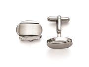 Stainless Steel Polished Brushed and Enameled Oval Cuff Links