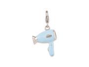 Sterling Silver Rhodium Enameled Blow Dryer w Lobster Clasp Charm