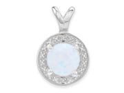 Sterling Silver Diamond Created Opal Pendant