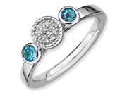 Sterling Silver Stackable Expressions Dbl Round Blue Topaz Dia. Ring