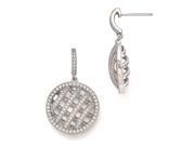 Sterling Silver CZ Brilliant Embers Polished Round Dangle Post Earrings