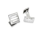 Sterling Silver Rhodium Plated Square Grooved Cuff Links