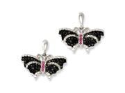 Sterling Silver CZ Brilliant Embers Butterfly Dangle Post Earrings