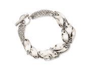 Stainless Steel Polished Swirl 8in Toggle Bracelet