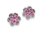 Sterling Silver Pink Tourmaline Flower Post Earrings