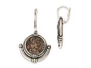 Sterling Silver Antiqued Roman Bronze Coin Leverback Earrings