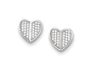 Sterling Silver CZ Micro Pave Divided Heart Post Earrings