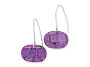 Sterling Silver Pink Purple Round Dichroic Glass Dangle Earrings