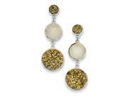 Sterling Silver Yellow Iridescent Druzy Dangle Post Earrings