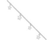 Sterling Silver Polished and Textured Star w 1in ext. Anklet