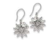 Sterling Silver Rhodium Plated Diamond Spider Web Dangle Earrings