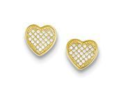 Sterling Silver Vermeil CZ Micro Pave Heart Post Earrings