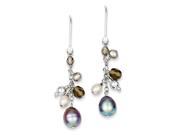 Sterling Silver Freshwater Cultured Blue White Pearl Glass Cluster Dangle Earrings