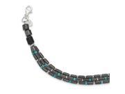 Sterling Silver Agate Crystal Hematite and Turquoise w 1in ext Bracelet