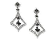 Sterling Silver Black and White Diamond Geometric Dangle Post Earrings