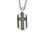 Stainless Steel Brushed And Polished Black Ip Plated Cross Necklace