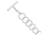 Sterling Silver Rhodium Plated 7in Circle Fancy Link Bracelet