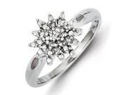 Sterling Silver Rhodium Plated Diamond Flowers Ring