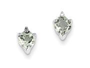 Sterling Silver Green Quartz Diamond Heart Post Earrings
