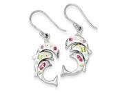 Sterling Silver Rhodium Plated Stellux Crystal Triple Dolphin Earrings