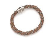 Stainless Steel Polished Rose IP plated Mesh Twist Bracelet
