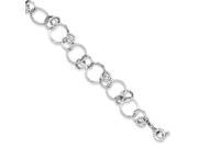 Sterling Silver Antiqued Rhodium Plated 7in Circle Link Bracelet