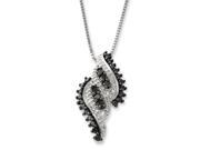 Sterling Silver Black White Diamond Pendant Necklace