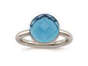 Stainless Steel Polished Blue Glass Ring