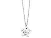 Sterling Silver 18in Polished Star Pendant Necklace