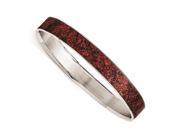 Stainless Steel Polished Red Black Enameled Wide Bangle