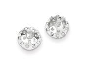 Sterling Silver CZ Polished and Textured Post Earrings