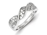 Sterling Silver Rhodium Plated CZ Twisted Ring
