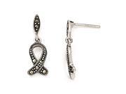 Sterling Silver Marcasite Ichthus Post Earrings