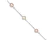 Sterling Silver 7in White Pink Cultured Freshwater Pearl Bracelet