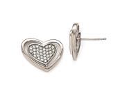 Sterling Silver CZ Brilliant Embers Polished Heart Post Earrings