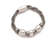 Stainless Steel Polished and Brushed Beads Twisted Bracelet