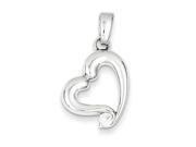 Sterling Silver Rhodium Plated CZ Heart Pendant