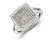 Sterling Silver Rhodium Plated Diamond Square Ring