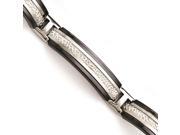 Titanium Ster.Sil Black Ti Polished w Textured Center Link Bracelet