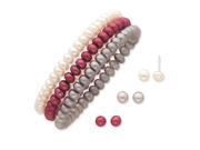 Sterling Silver 6 7mm White Grey Burgundy FW Cultured Pearl Set