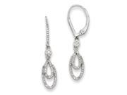 Sterling Silver Rhodium Plated Diamond Oval Leverback Earrings