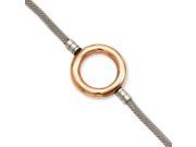 Stainless Steel Pink PVD plated Circle Mesh 7.75 w ext Bracelet