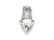 Sterling Silver Diamond and Green Quartz Pendant