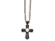 Titanium Ster.Sil Black Ti Polished Etched Cross Necklace