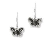 Sterling Silver Black and White Diamond Butterfly Dangle Earrings