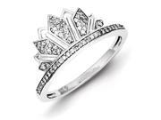 Sterling Silver Rhodium Plated Diamond Crown Ring