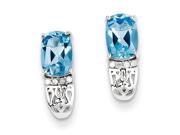 Sterling Silver Diamond Light Swiss Blue Topaz Post Earrings